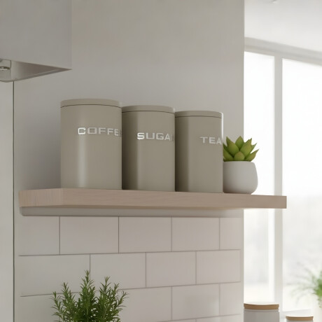 Set de 3 Recipientes AZU/TÉ/CAFÉ con asa 11x16cm BEIGE