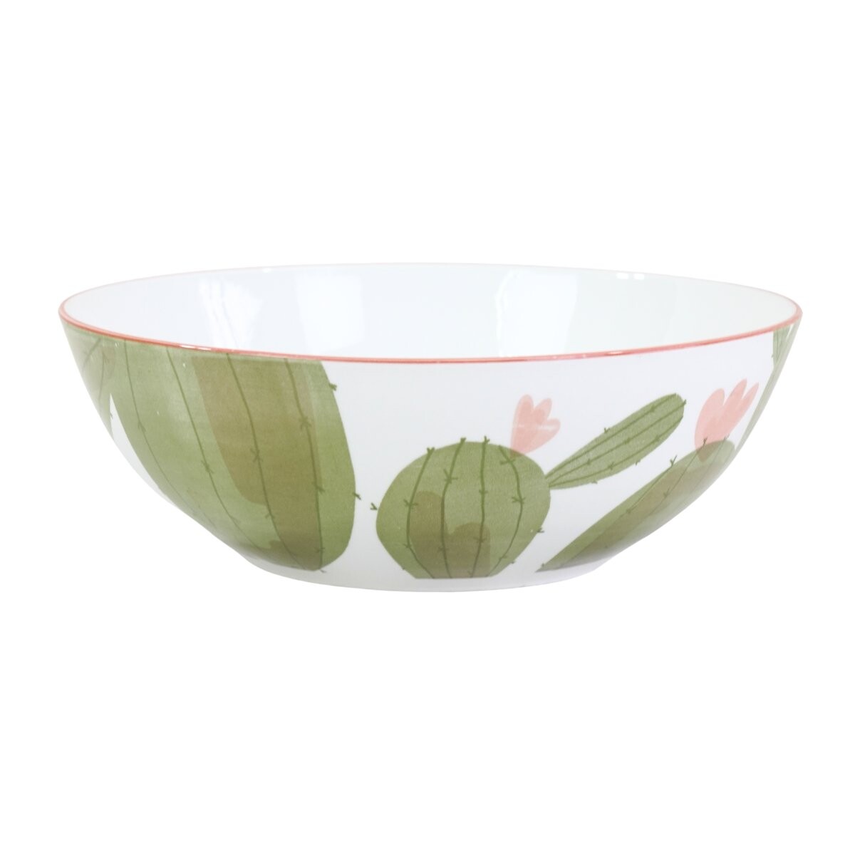 Bowl ensaladera de ceramica con diseño de cactus 