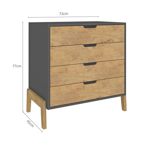 Cómoda Cajonera 4 Cajones Rieles telescópicos Combinada con Patas Madera - MDP - Linea Melilla Cómoda Cajonera 4 Cajones Rieles telescópicos Combinada con Patas Madera - MDP - Linea Melilla