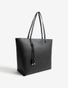 Shopper Shopper Doble Asa Con Charm - Negro