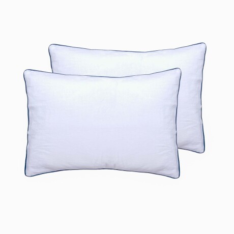SET FUNDAS ALMOHADA LINO-Y-ALGODON BLANCO COTTON & LINEN FESTÓN BCO/AZUL