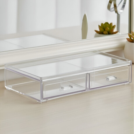 Organizador para cosméticos de acrílico con dos cajones TRANSPARENTE