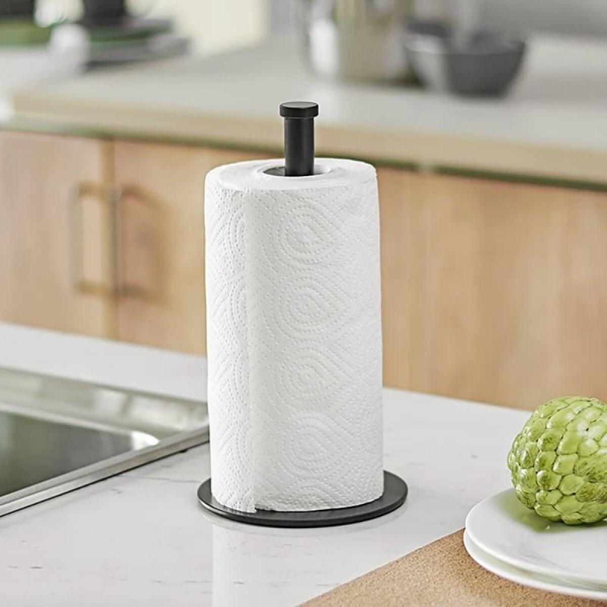Porta rollo papel de cocina de hierro - negro 
