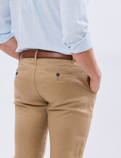 PANTALON CLÁSICO DE LINO Tostado
