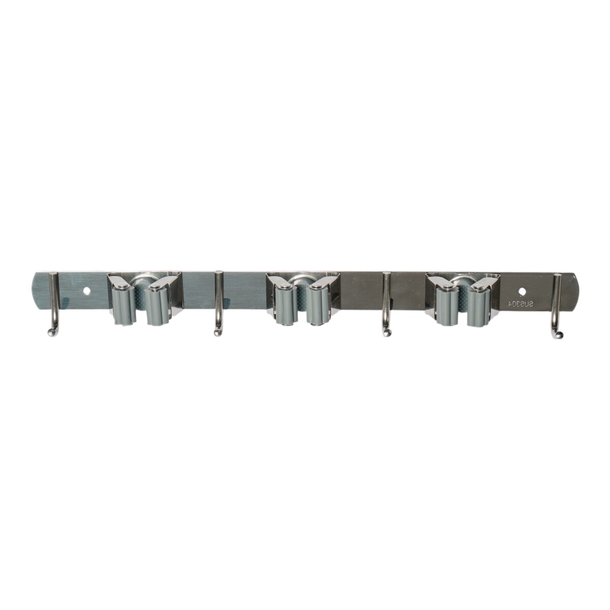 Soporte Cliper para Escobas x 3 + 4 ganchos 