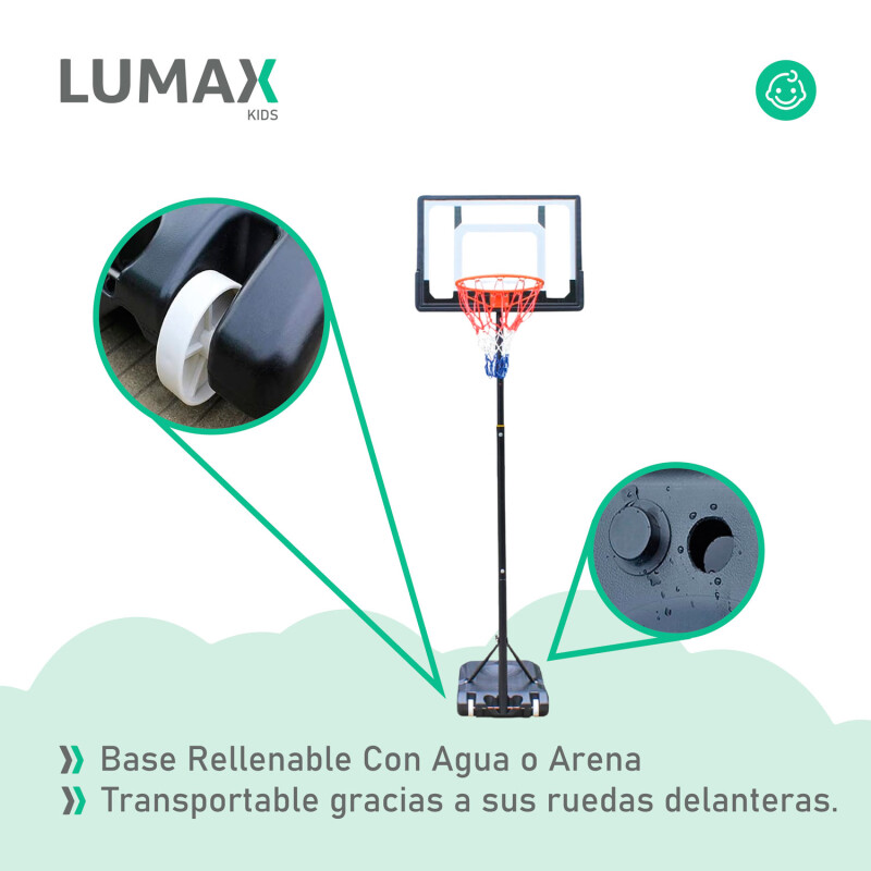 Tablero Basket Aro 2.55m C/ Base Portátil + Pelota Lumax Tablero Basket Aro 2.55m C/ Base Portátil + Pelota Lumax
