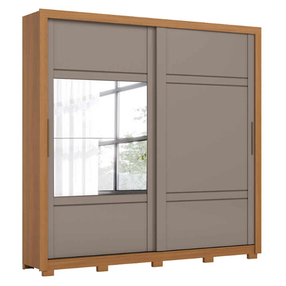 ROPERO SINTRA 2 PUERTAS 4 CAJONES INTERNOS CON ESPEJO GUARDARROPA CLOSET ARMARIO CANELA