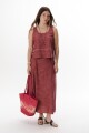 FALDA LINO RAYA ROJO