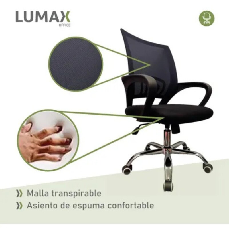 Silla Ejecutiva Ezri Lumax Ergonómica Con Respaldo Mesh Transpirable Para Oficina Negro