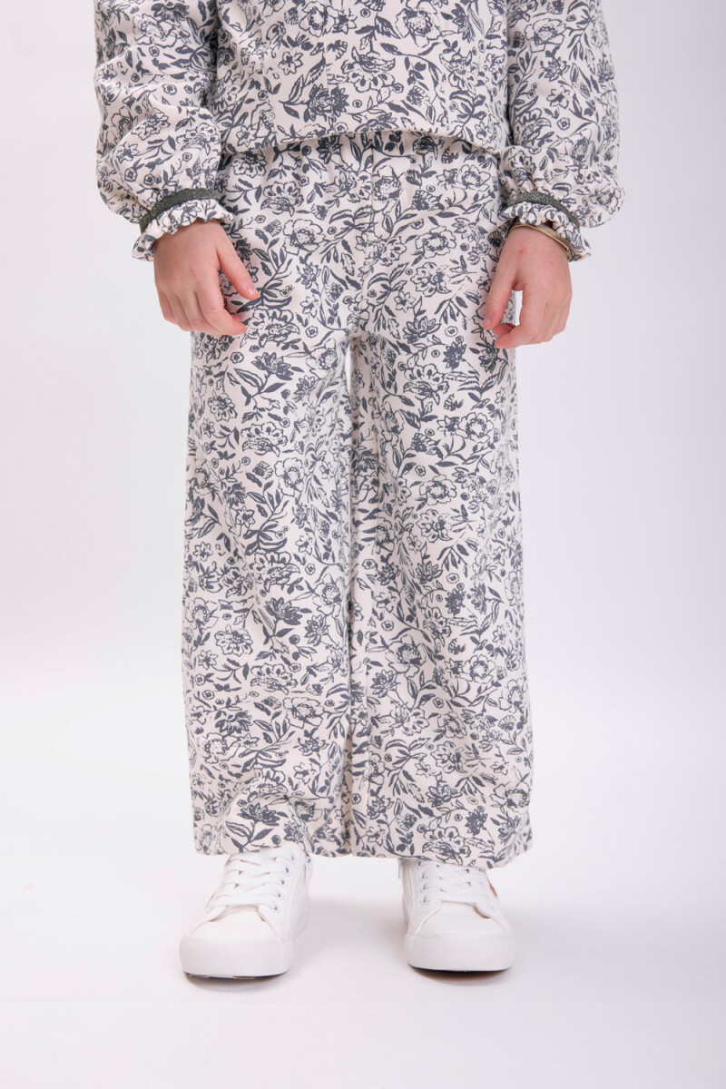 Pantalón deportivo estampado ancho Crudo