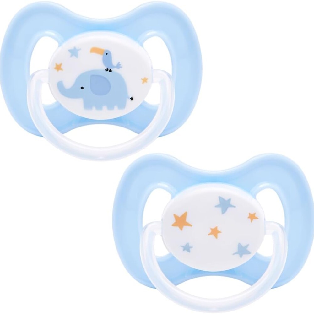 Set x2 chupetes BUBA fisiologico 6-18 meses elefante celeste