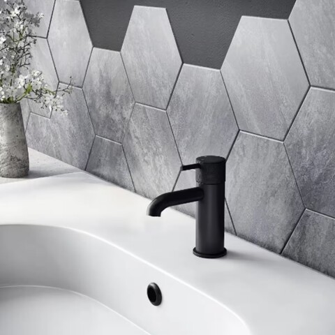 Grifería de lavatorio Monocomando bajo de mesada volante labrado Negro Mate Grifería De Lavatorio Monocomando Bajo De Mesada Volante Labrado Negro Mate