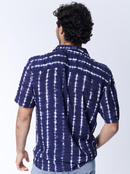 Camisa viscosa estampa arabescos Abstracta Azul