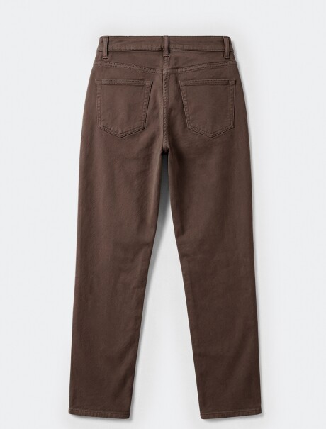 PANTALONES RECTOS EN TEJIDO DE SARGA MARRÓN