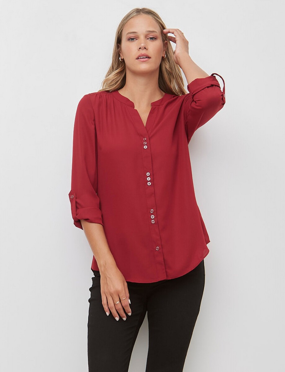 Blusa Botones - Bordeaux 