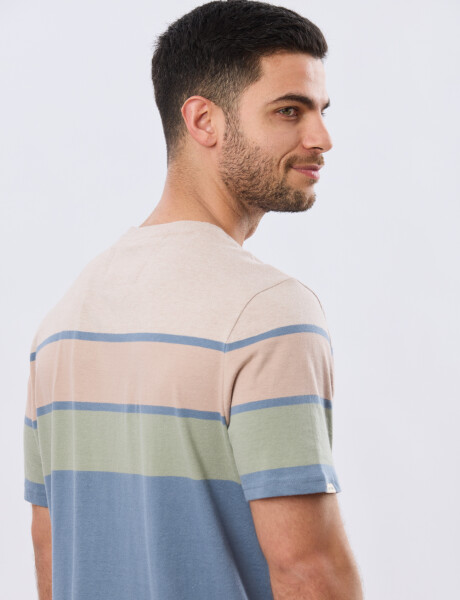 REMERA RAYADA DE ALGODÓN Beige