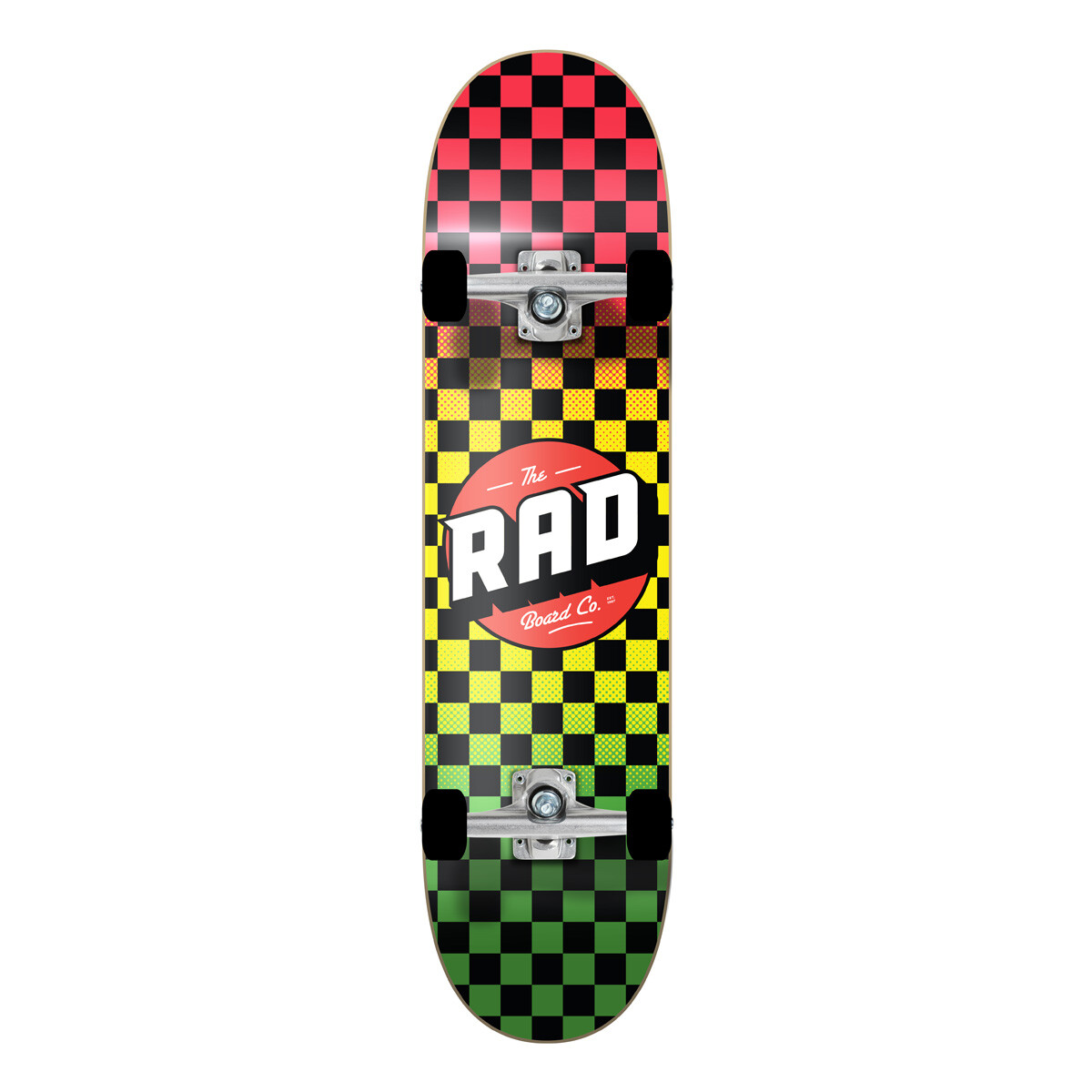 Skate Completo Rad Checkers 8.0" - Rasta Fade 