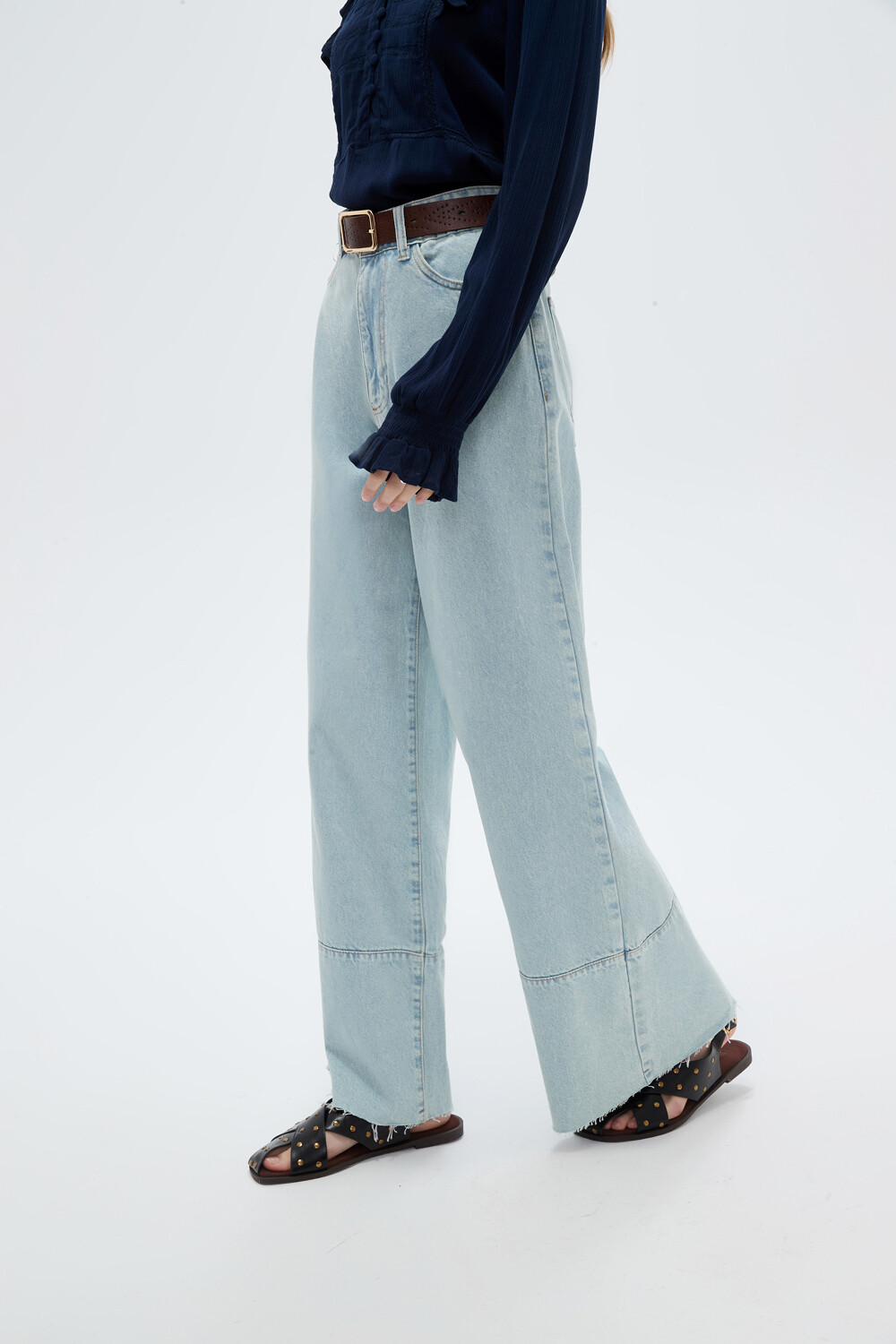 Pantalon Pano Celeste Grisaceo