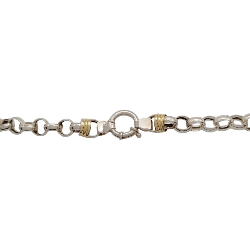 Cadena Rolo-Plata y Oro-Sin piedra-CD5033 sinpiedra