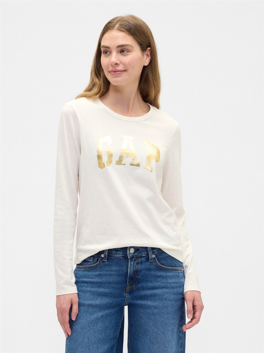 Remera Logo Gap Mujer - Ivory Frost 