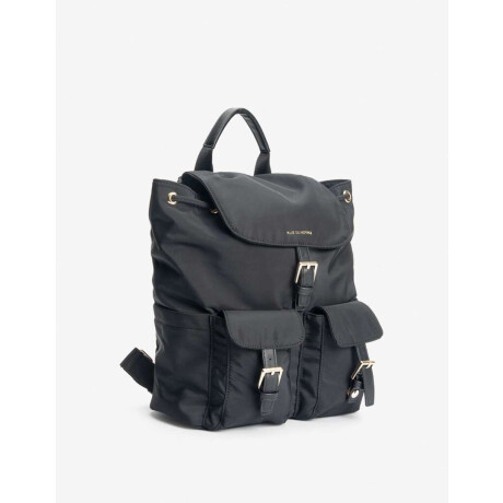 Mochila Con Solapa Y Bolsillos Negro