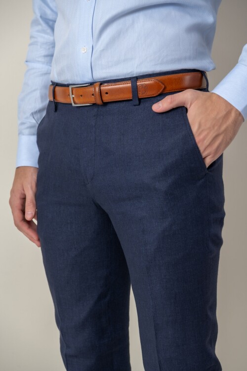 Pantalón de vestir lino Azul