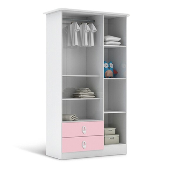 ROPERO INFANTIL 3 PUERTAS 2 CAJONES - BLANCO CON CAJONES CELESTE O ROSA ROPERO INFANTIL 3 PUERTAS 2 CAJONES - BLANCO CON CAJONES CELESTE O ROSA