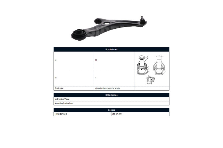 Parilla De Suspension Delantera Hyundai I10 14-25 Der Parilla De Suspension Delantera Hyundai I10 14-25 Der