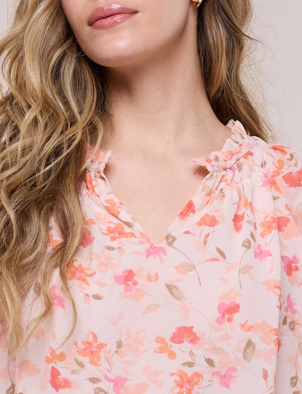 Blusa Flores Acuareladas CORAL/MULTI
