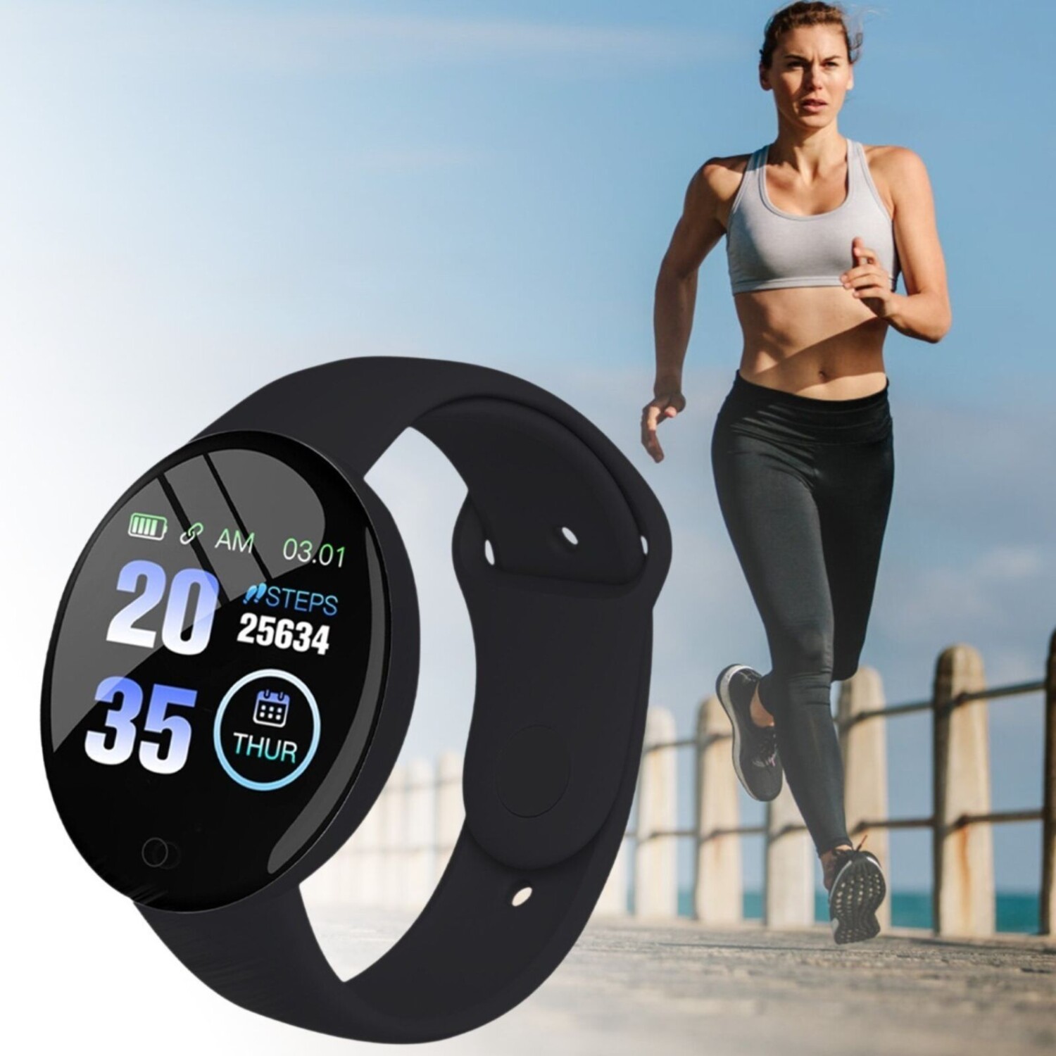 Atletis - Smartwatch Reloj Inteligente Redondo QS9 Negro
