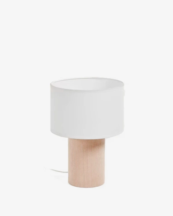 Lámpara de mesa Bianella de pana beige