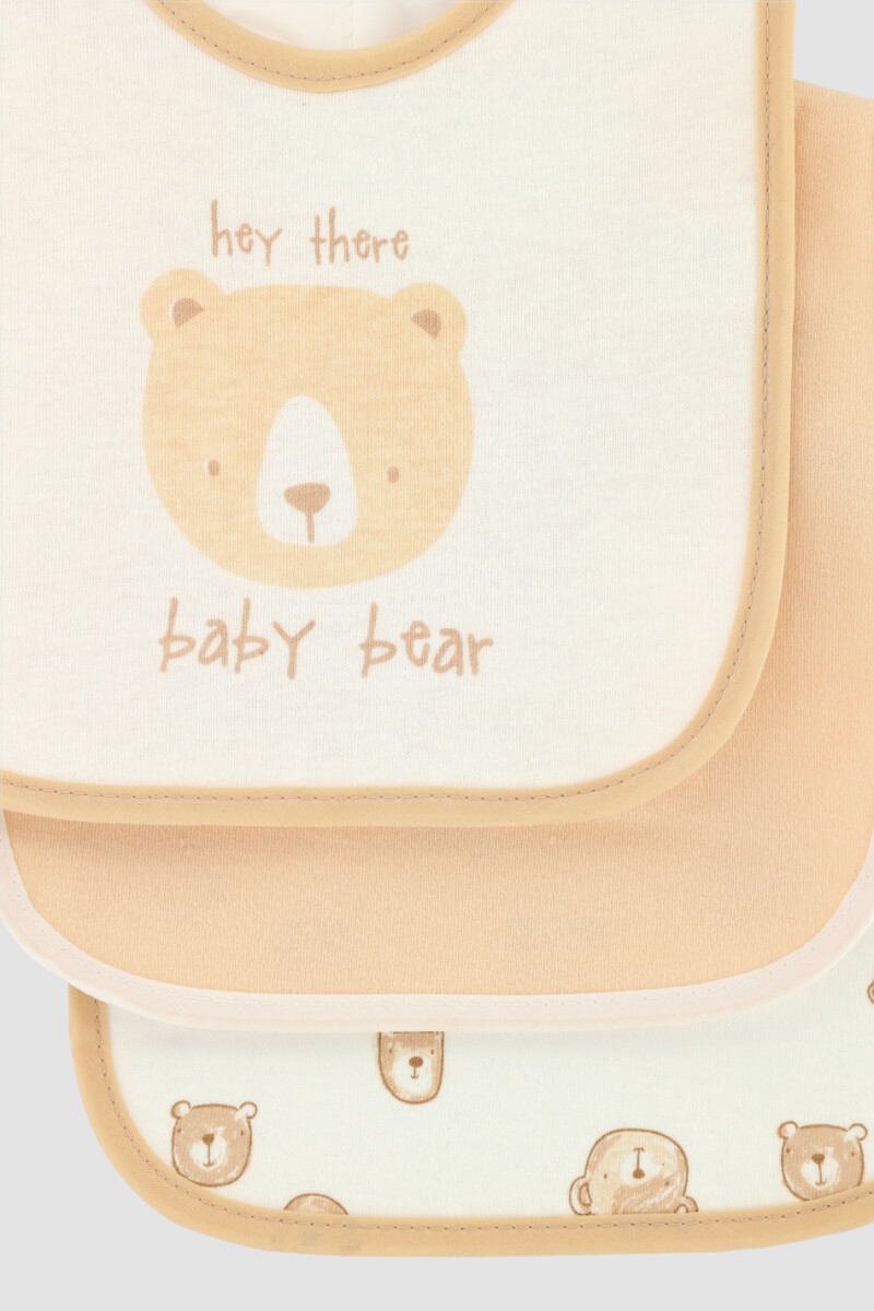Set 3 babero para bebe baby bear Rosado