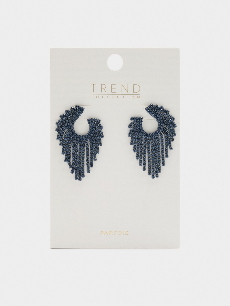 Pendientes Maxi Redondeados De Cristales azul