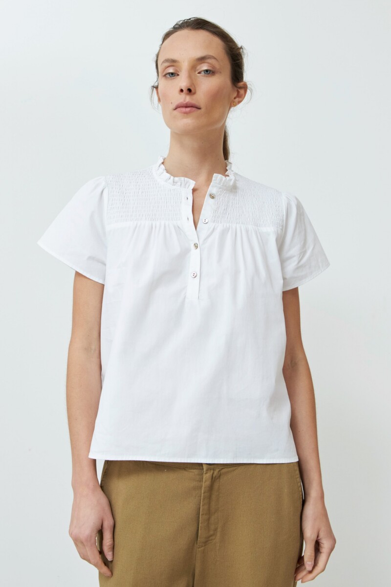 Blusa punto smock blanco