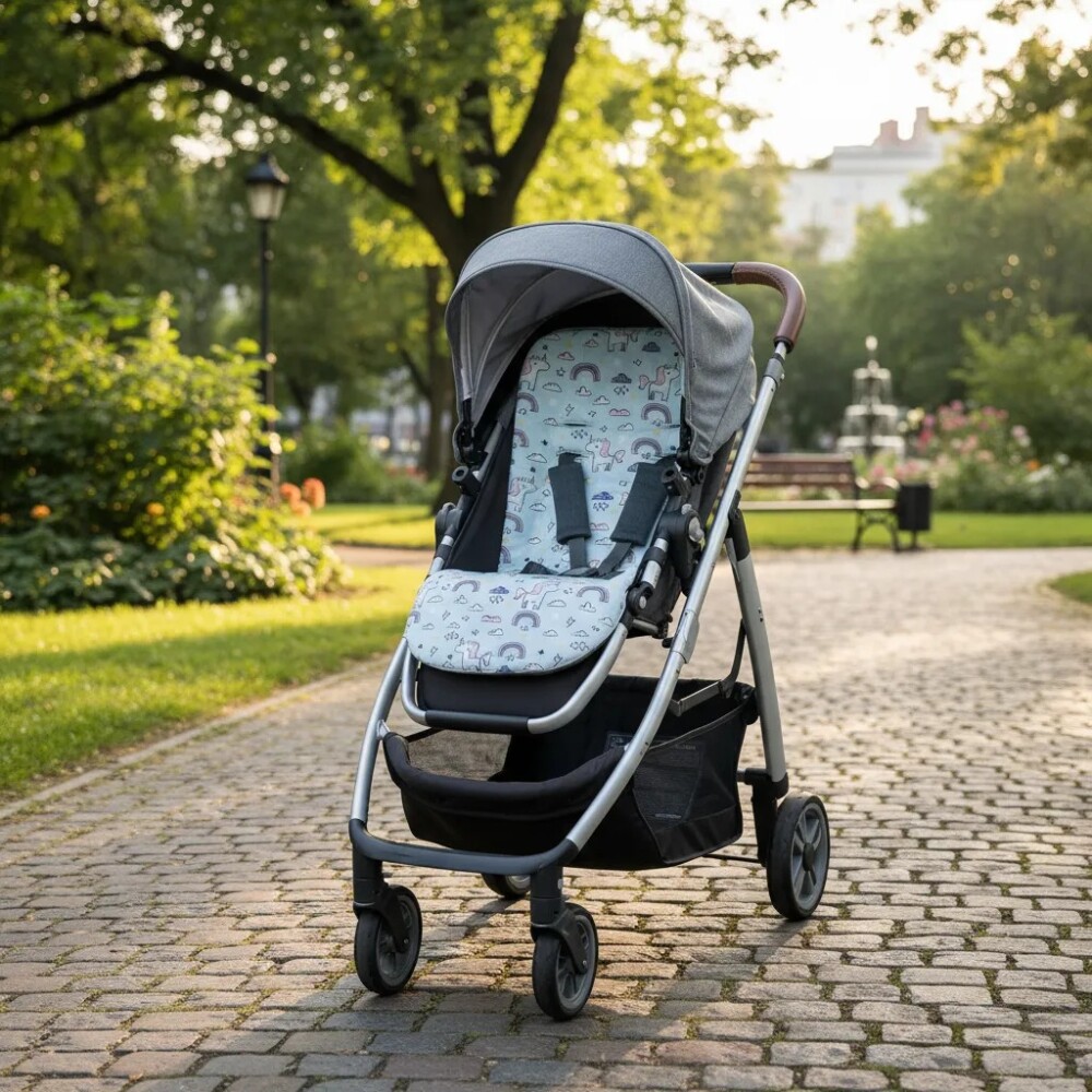 Colchon para coche universal BUBA unicornio celeste rosa