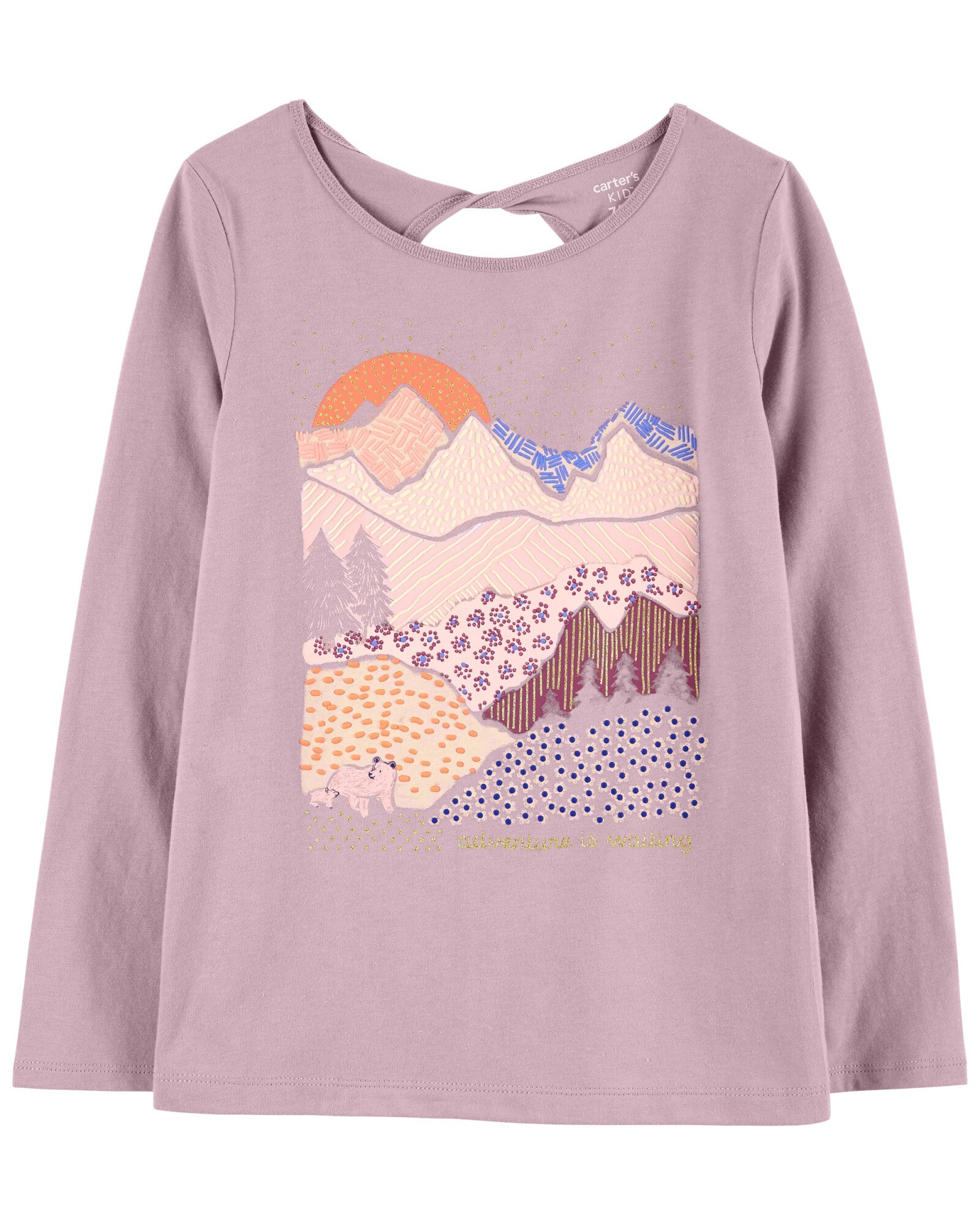 Remera de algodón, estampa montañas Sin color