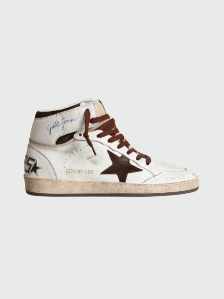 Golden Goose-Botines de cuero, Sky Star Blanco