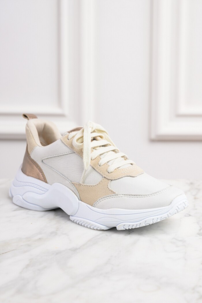 Zapatilla Combinada Cuero Nácar