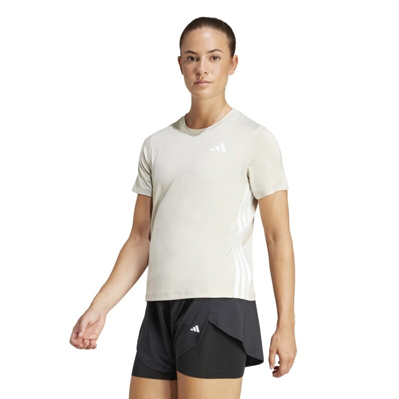 Remera Adidas Train Essentials 3 Rayas Beige