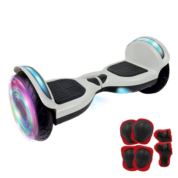 Skate Electrico Hoverboard Musica Bluetooth Luz Patineta 10" Variante Color Blanco