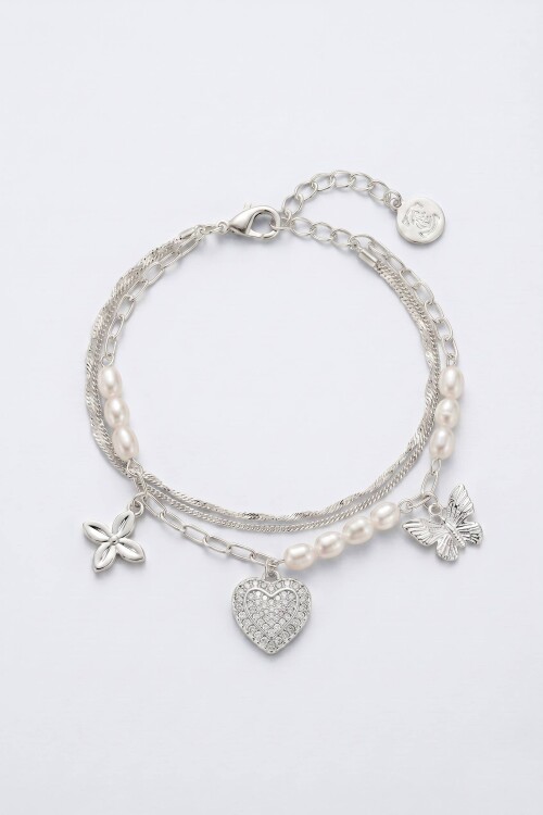 Pulsera cord dije cora y sol plateado