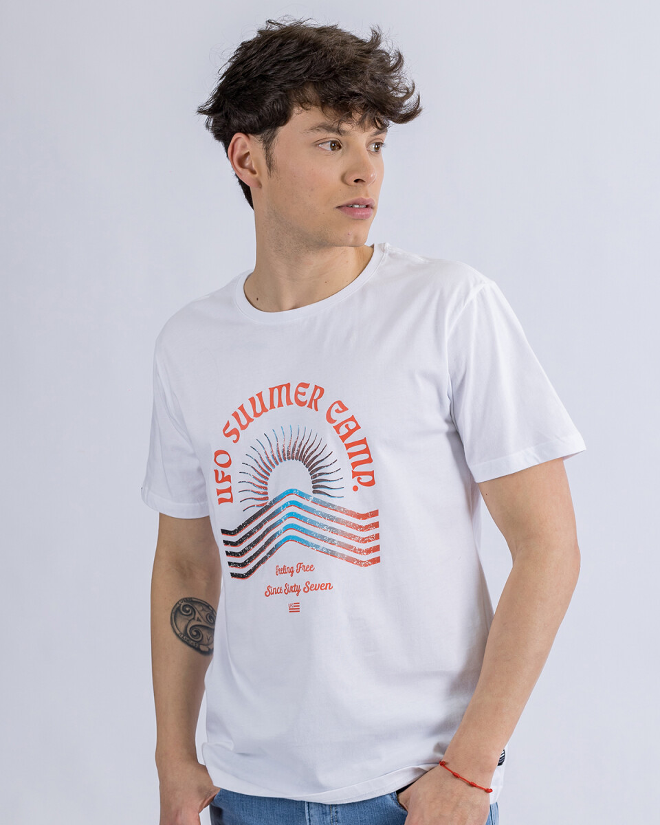 Camiseta en algodón estampada UFO Summer Camp blanca - S 