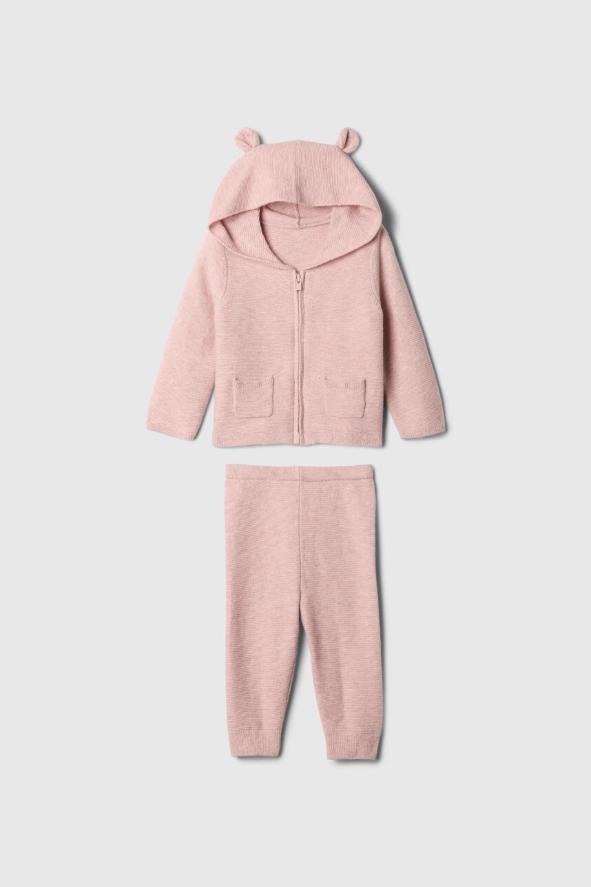 Set Cashsoft Canguro Y Pantalòn Bebé Pink Heather