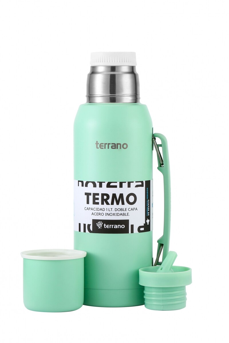 TERMO PREMIUM DE 1LT TERRANO CON MANIJA VERDE AGUA