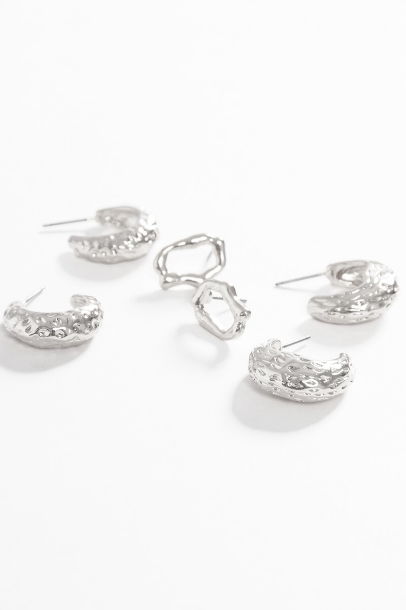 Set de aros labrados plateado