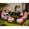 Sillón Inflable Con Puff Sofá Con Apoyapies Rosa