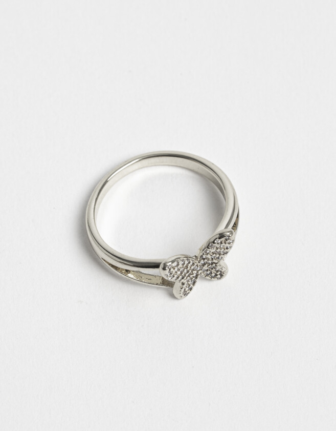 Anillos Chicos Mariposas Anillo Con Strass - Plateado