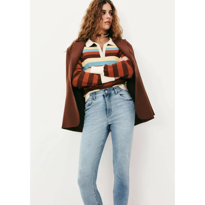 CALCA SKINNY FEM AZUL MEDIO