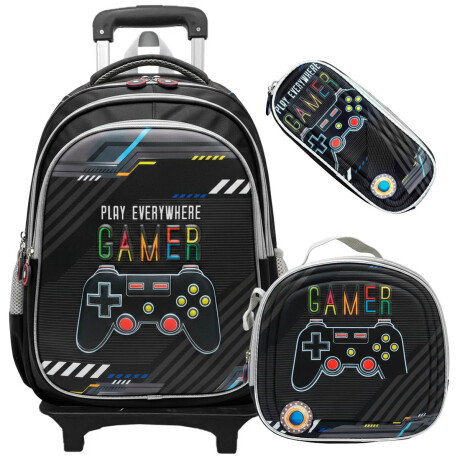 Set 3en1 Mochila Carro + Cartuchera + Lonchera Gamer Mch012003-game