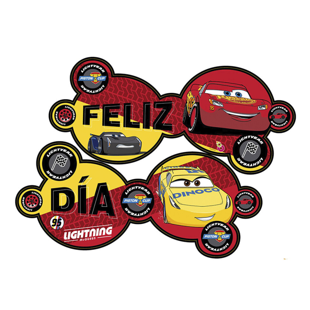 Cotillón Banderín Cartel Feliz Día Cars 150 cm 